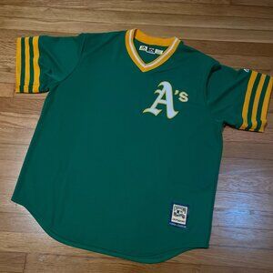 Oakland A's Majestic jersey, classic green & yellow